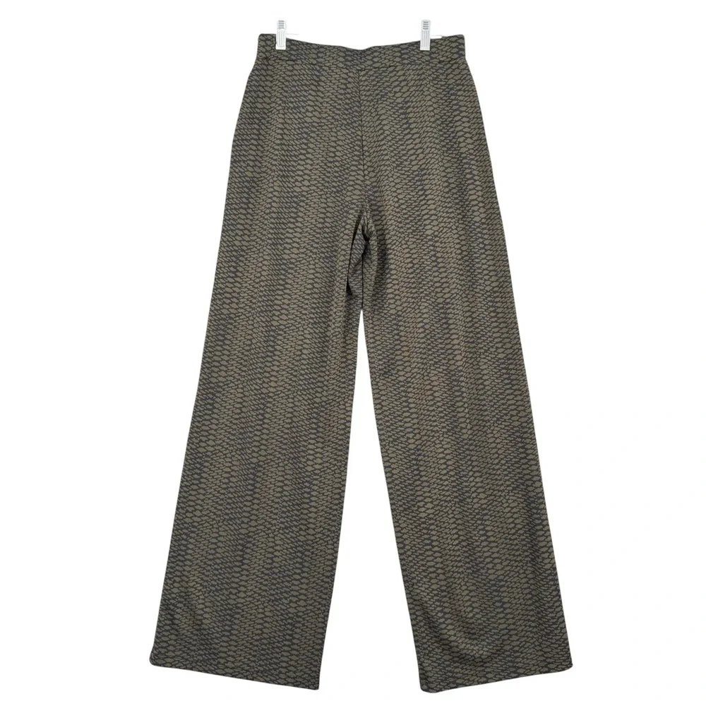Susan Graver Weekend Wide Leg Pants Womens XS‎ Rayon Blend Snakeskin Olive Green